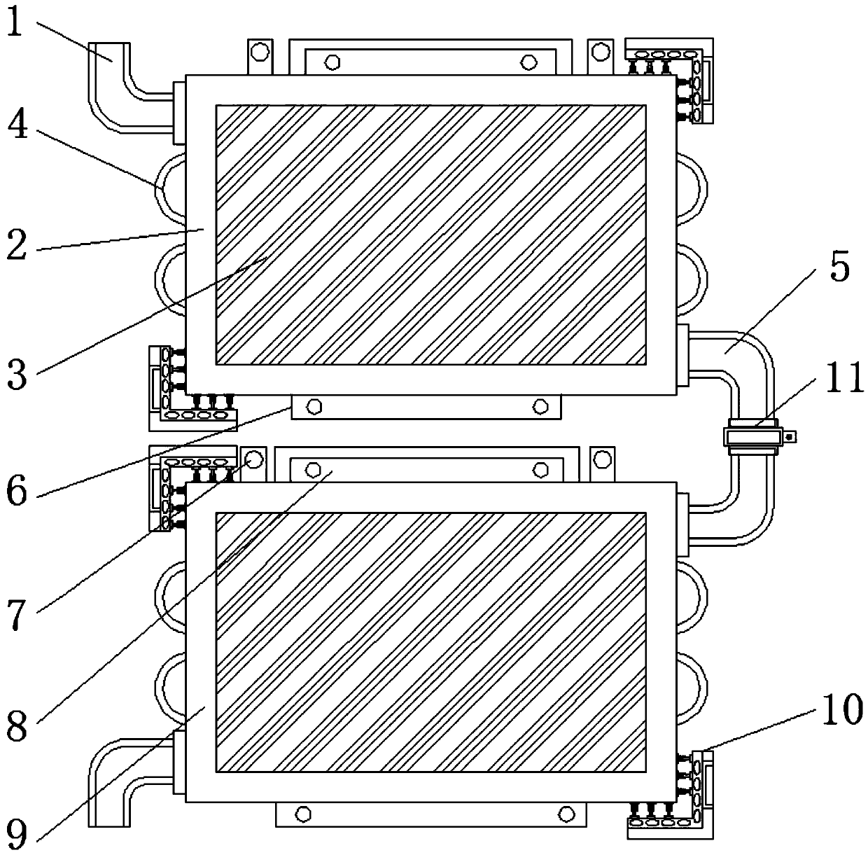 Combined heat exchanger with protective structures