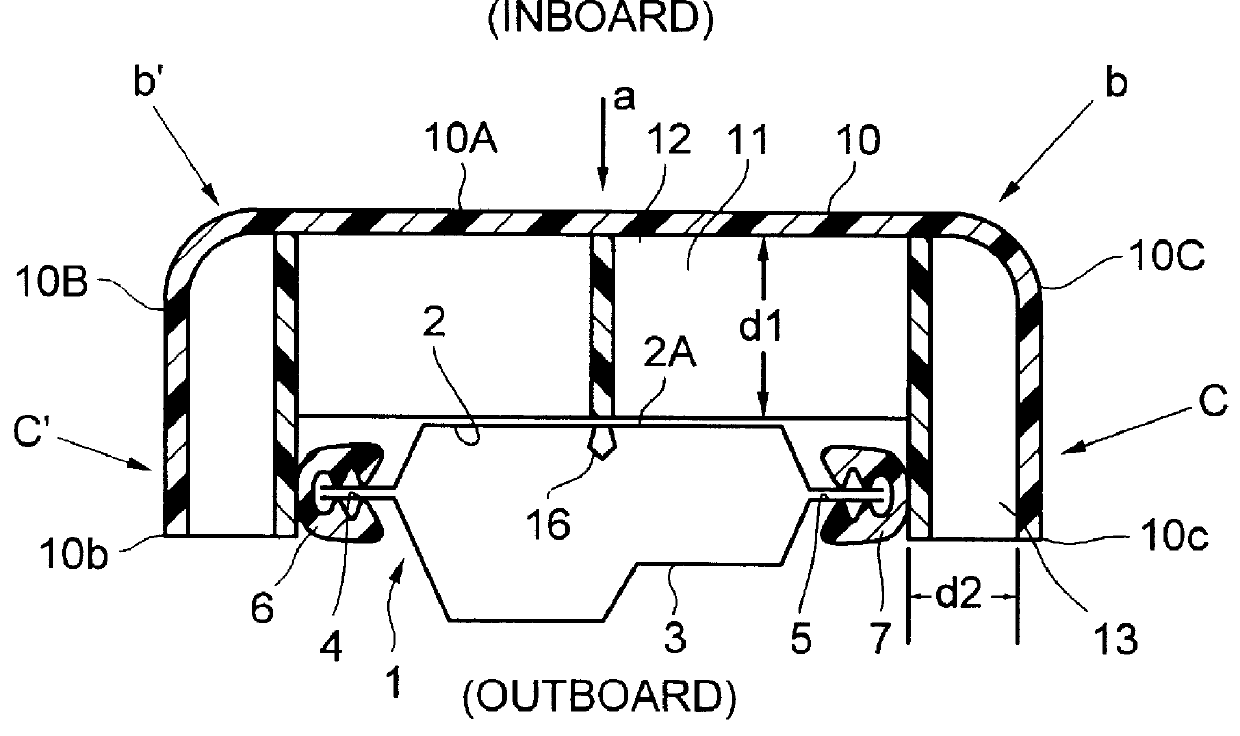 Impact energy absorbing structure for vehicle cabin