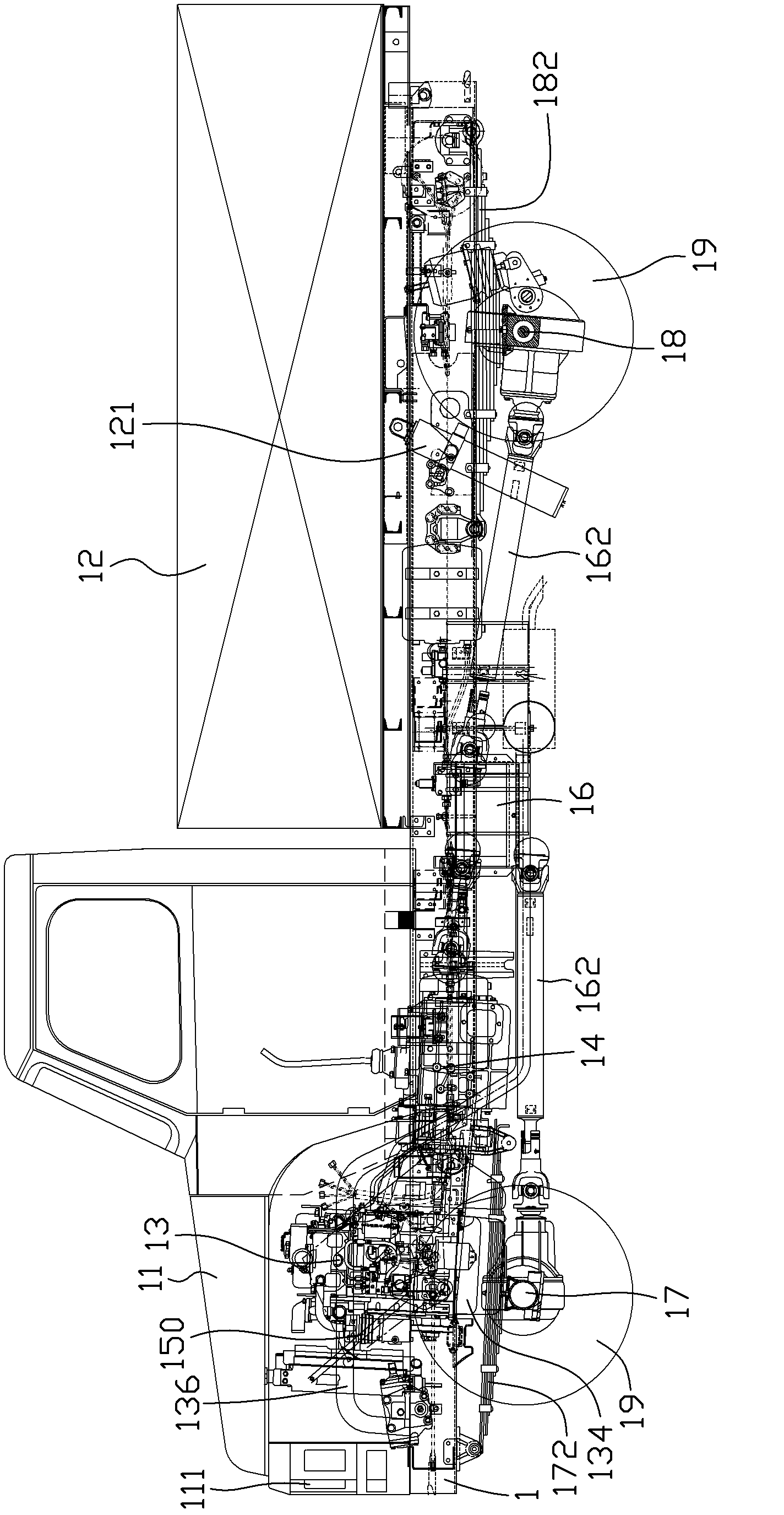 Long-head four-wheel-drive engineering truck