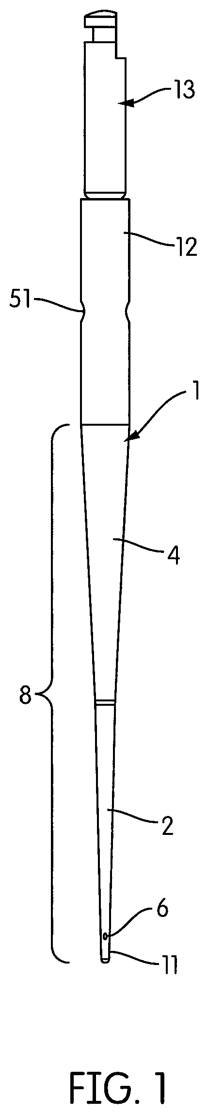 Device for continuous irrigation with activation in endodontics application