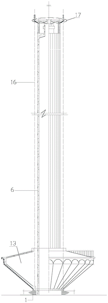 Construction method and device of large inverted conical shell water tower