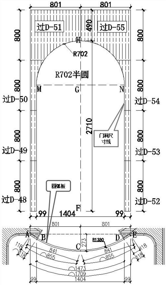 Machining method for arc door opening of arc wall face in stone industry