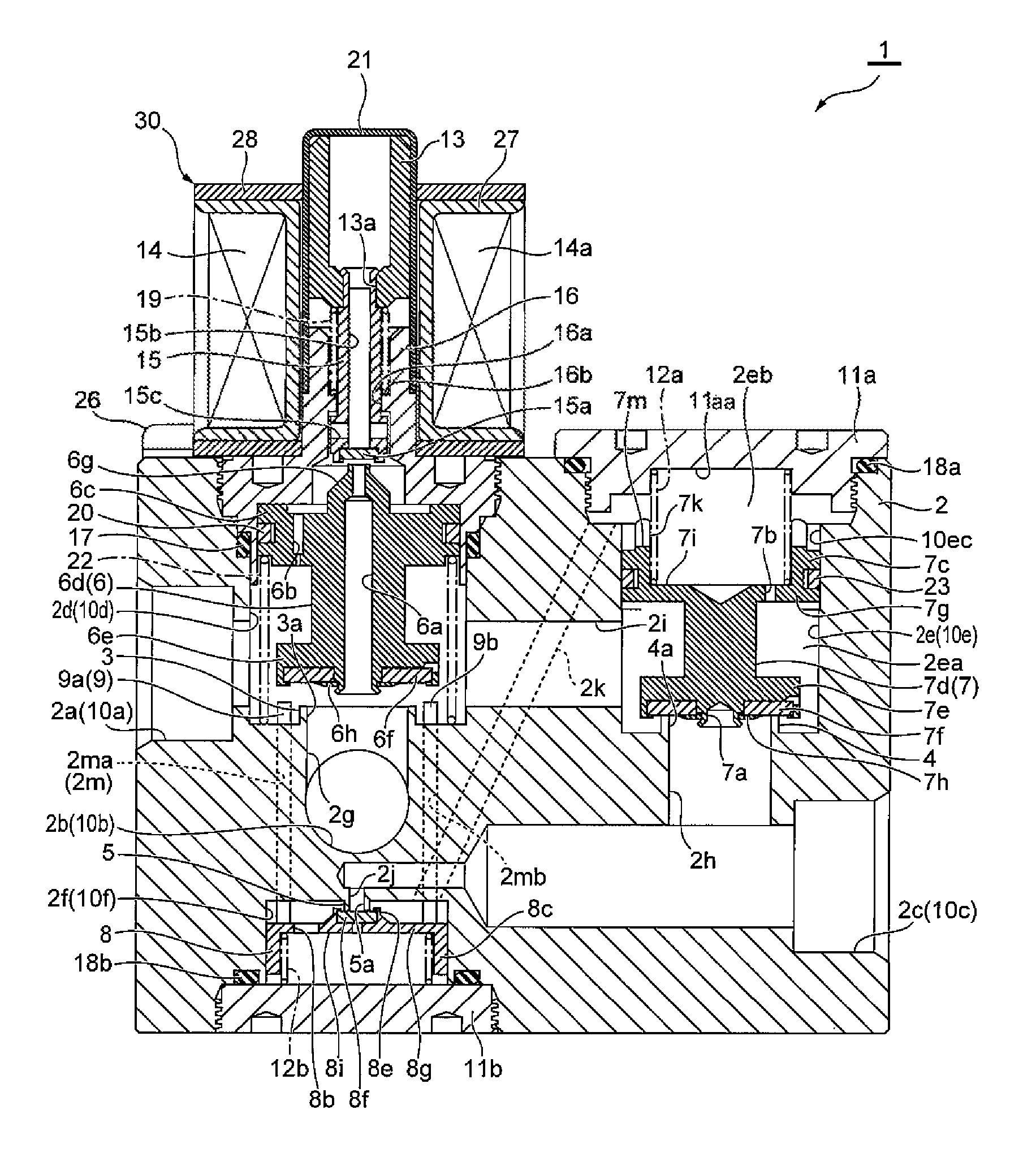 Three-way solenoid valve