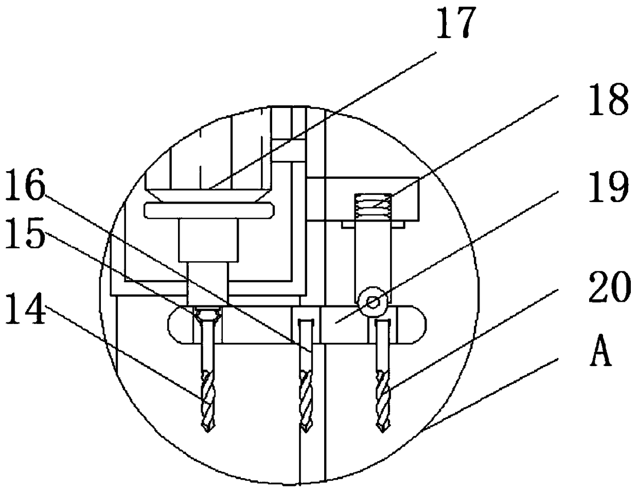 Drilling device for machining chemical accessories