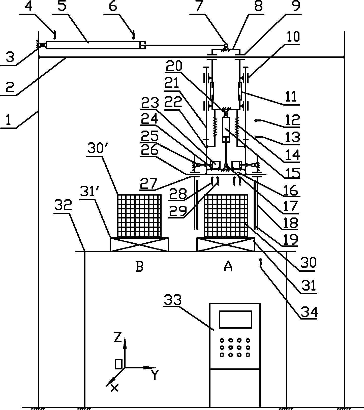 Automatic clamping machine of denitration catalyst module