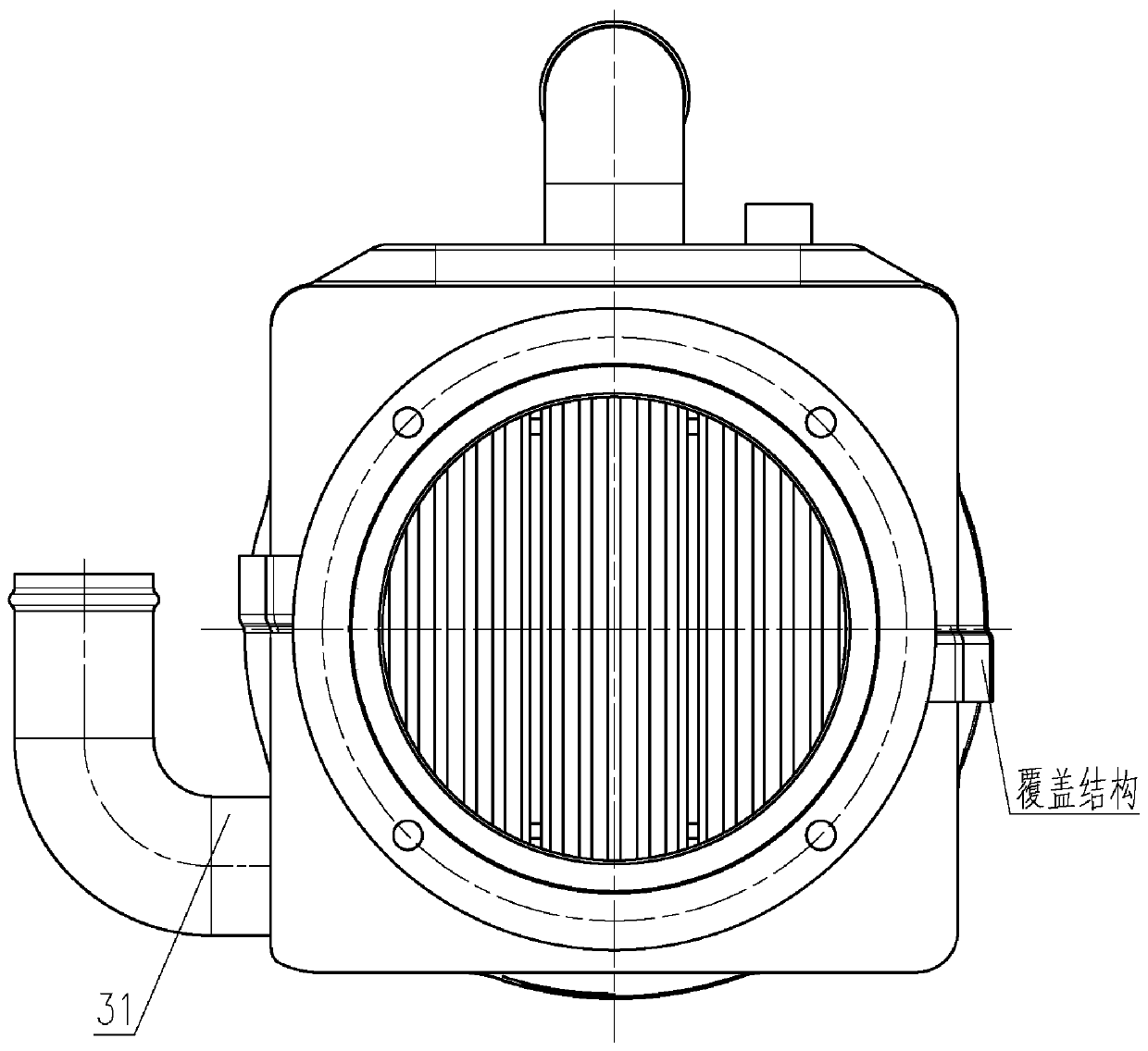 Waste heat utilization heat exchange device with changeable dispersed heat exchange structure grid holes