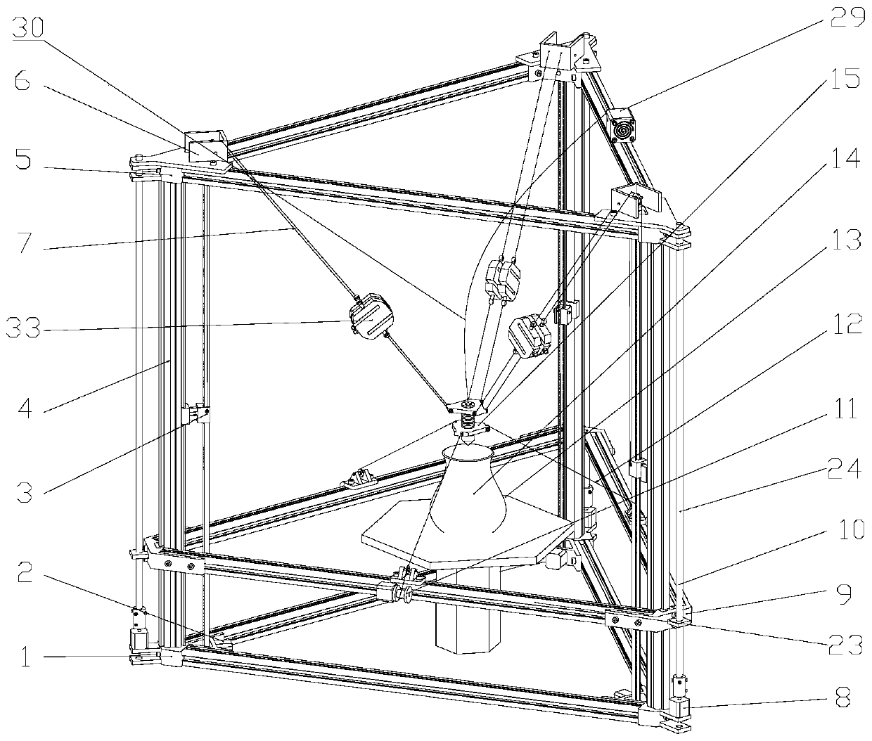 3D printing device for rope traction parallel mechanism