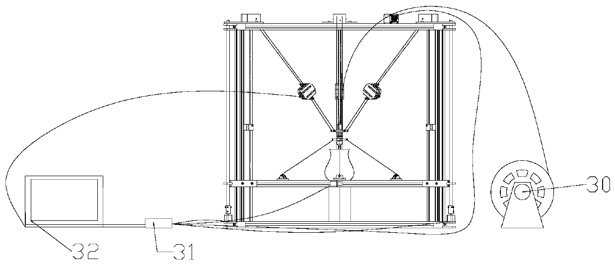 3D printing device for rope traction parallel mechanism