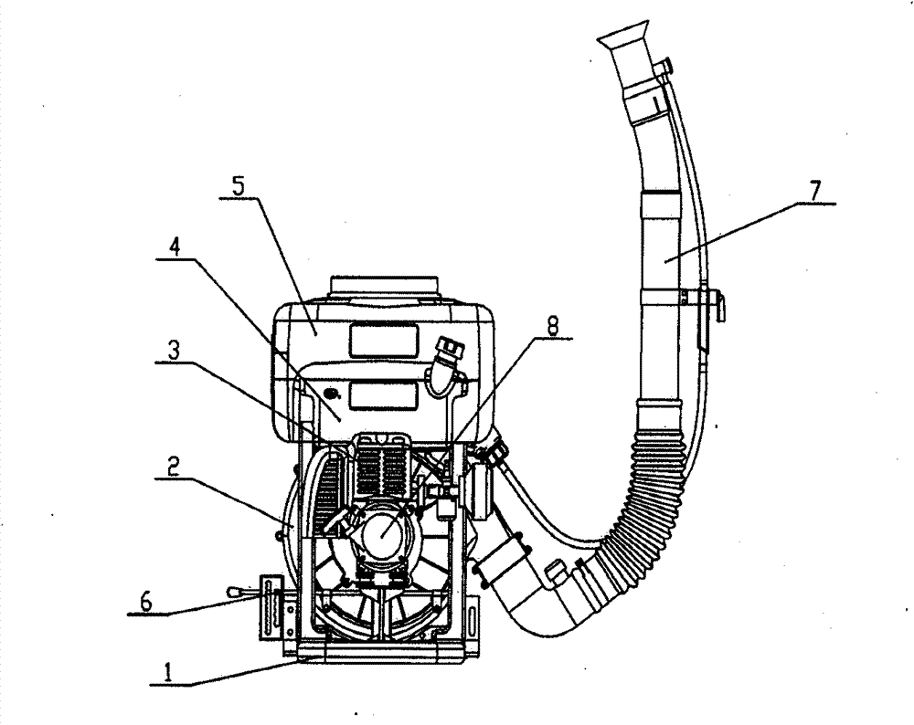 Backpack motor-driven sprayer with rope-pull falling-back starting function