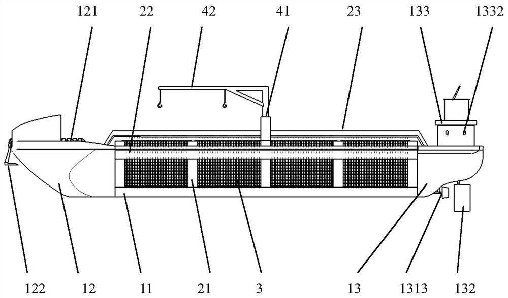 A self-propelled marine aquaculture fishing boat