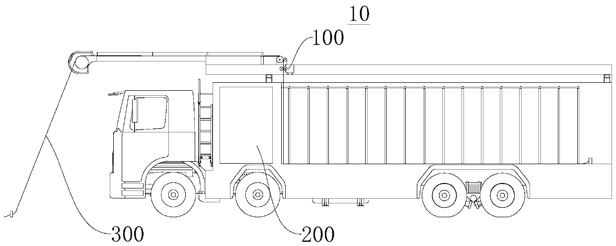 Water hose laying device, laying method thereof and fire fighting truck