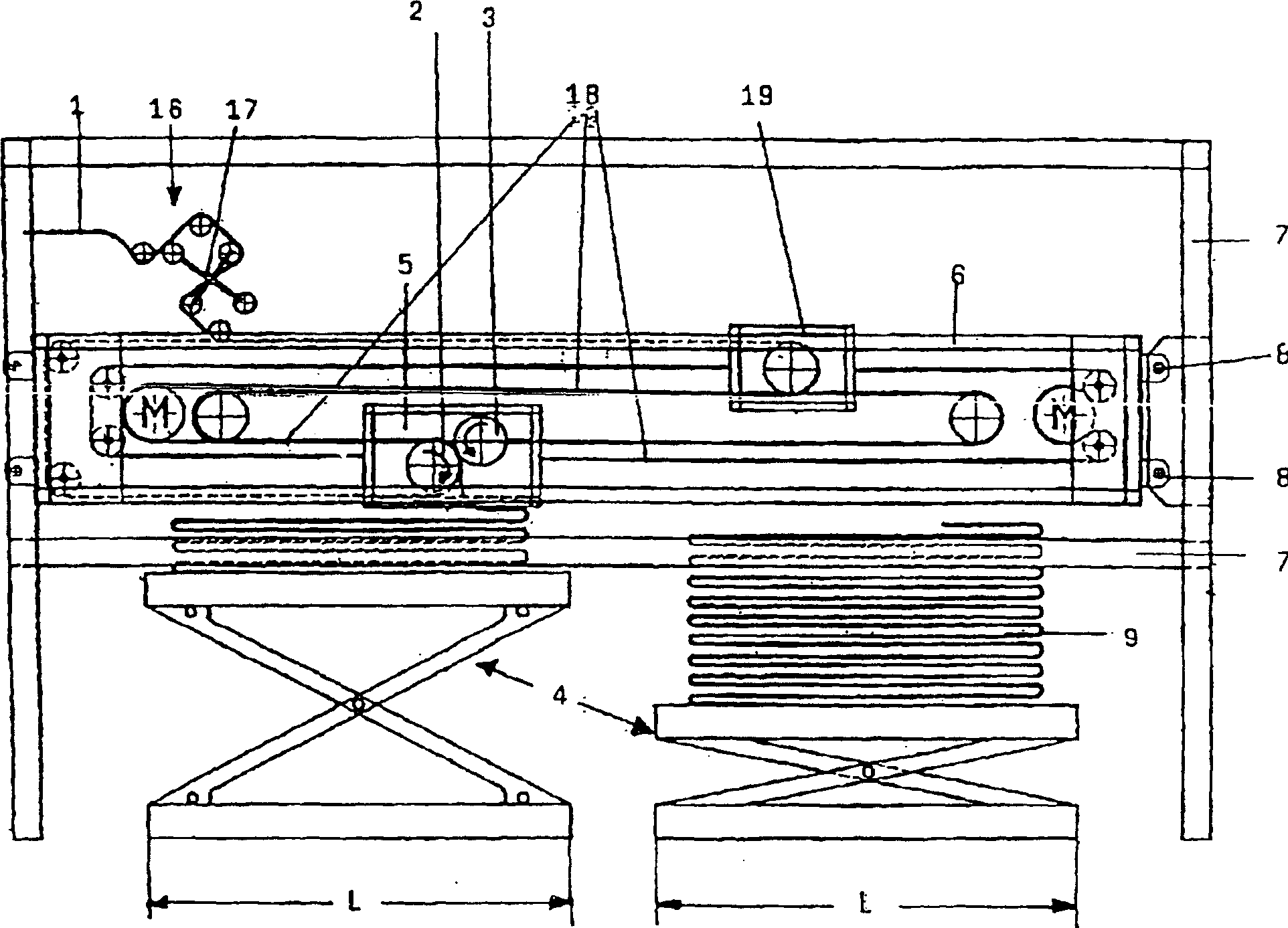 Device for laying a flexible material web