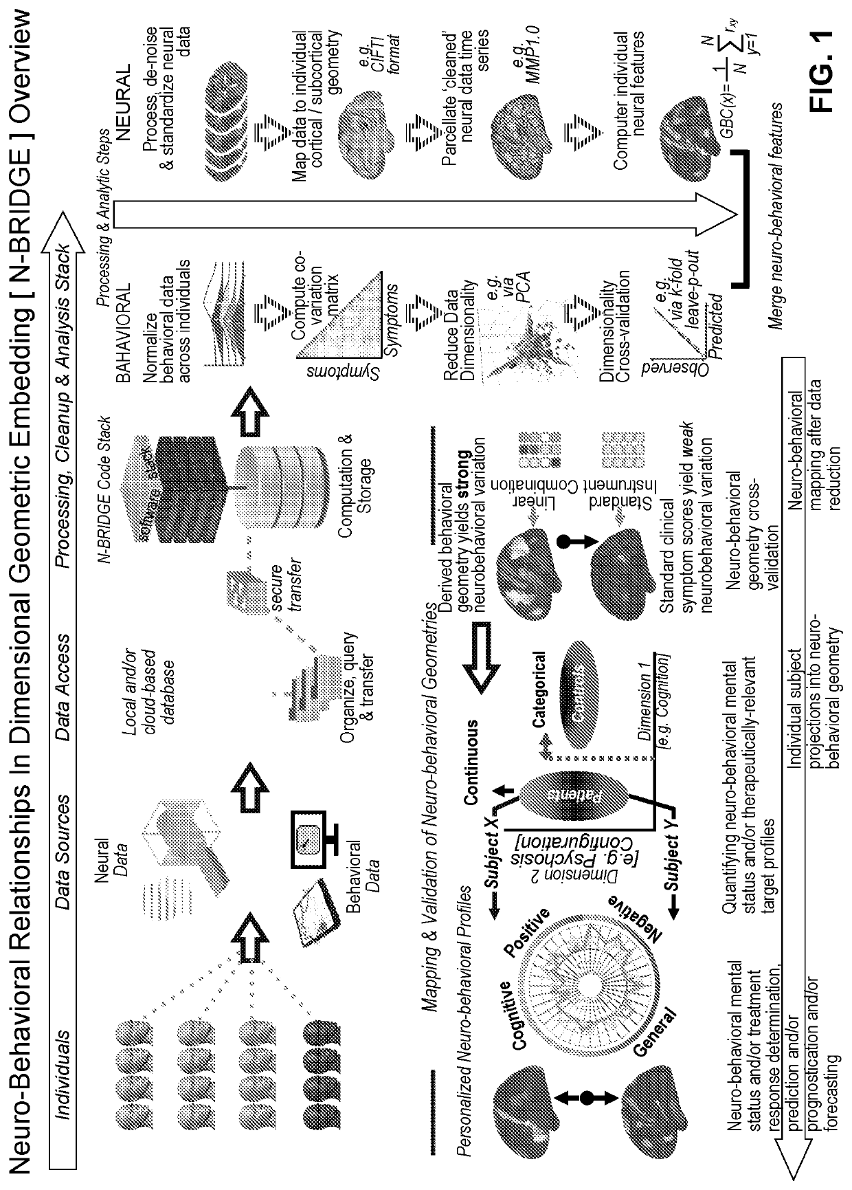 Systems and Methods for Neuro-Behavioral Relationships in Dimensional Geometric Embedding (N-Bridge)