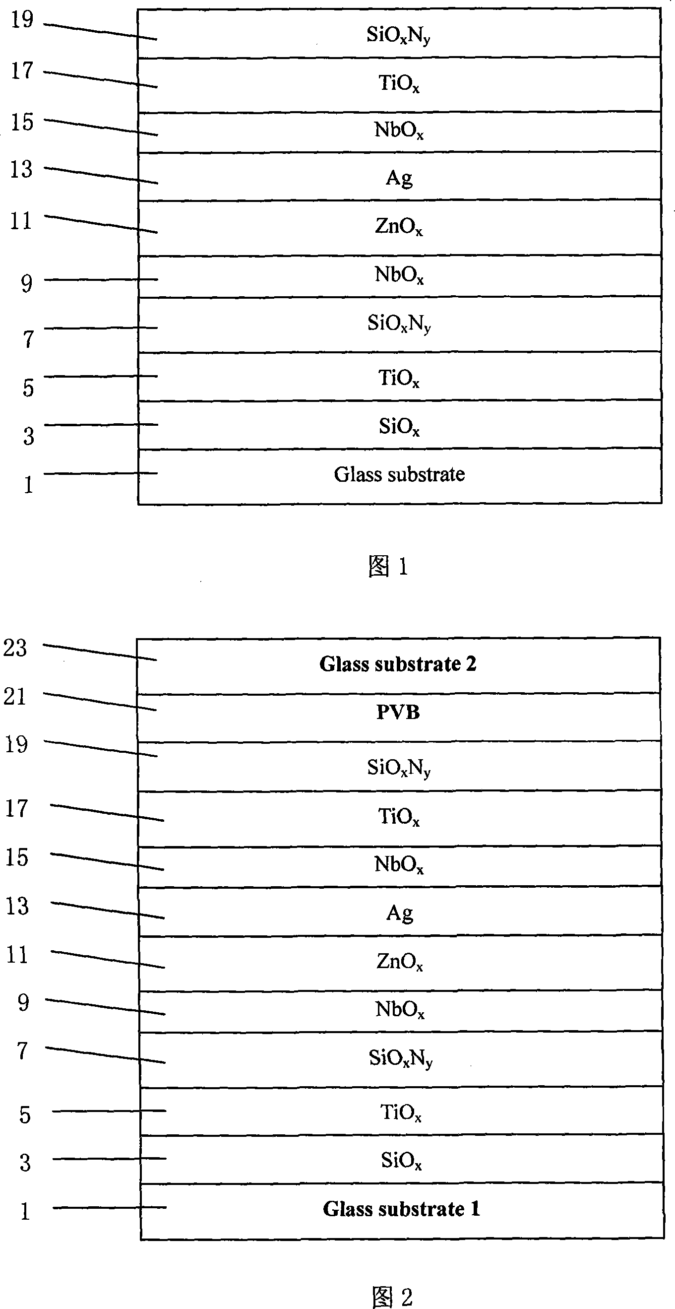 Low radiation coated glass capable of being bended by baking