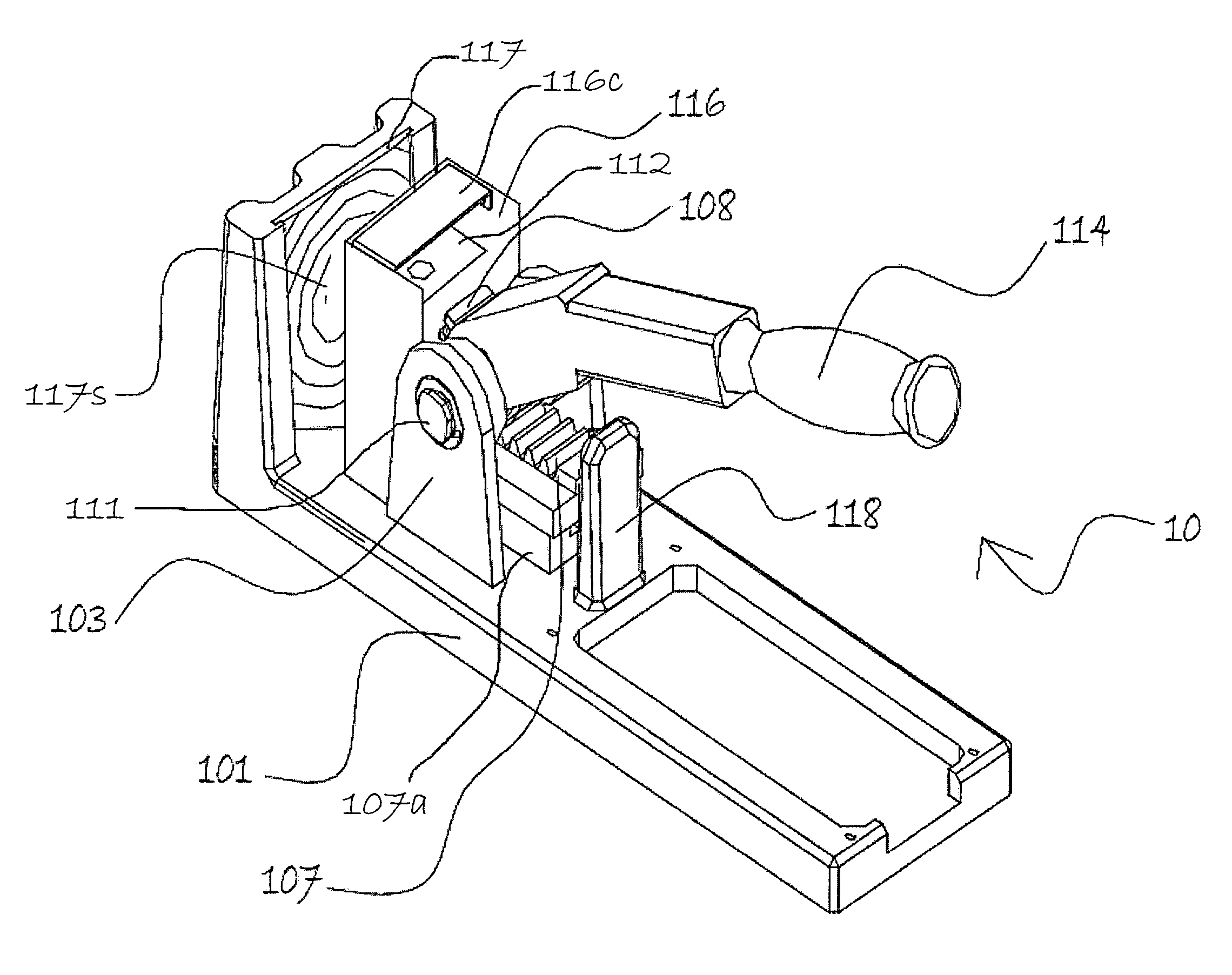 Pill crusher with gear rack