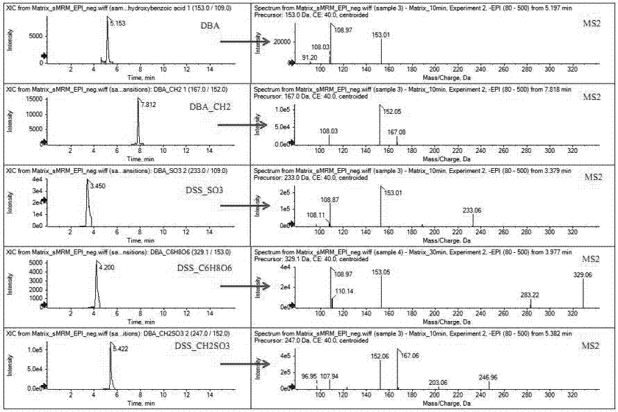 Method used for identifying and detecting danhong injection in vivo metabolites