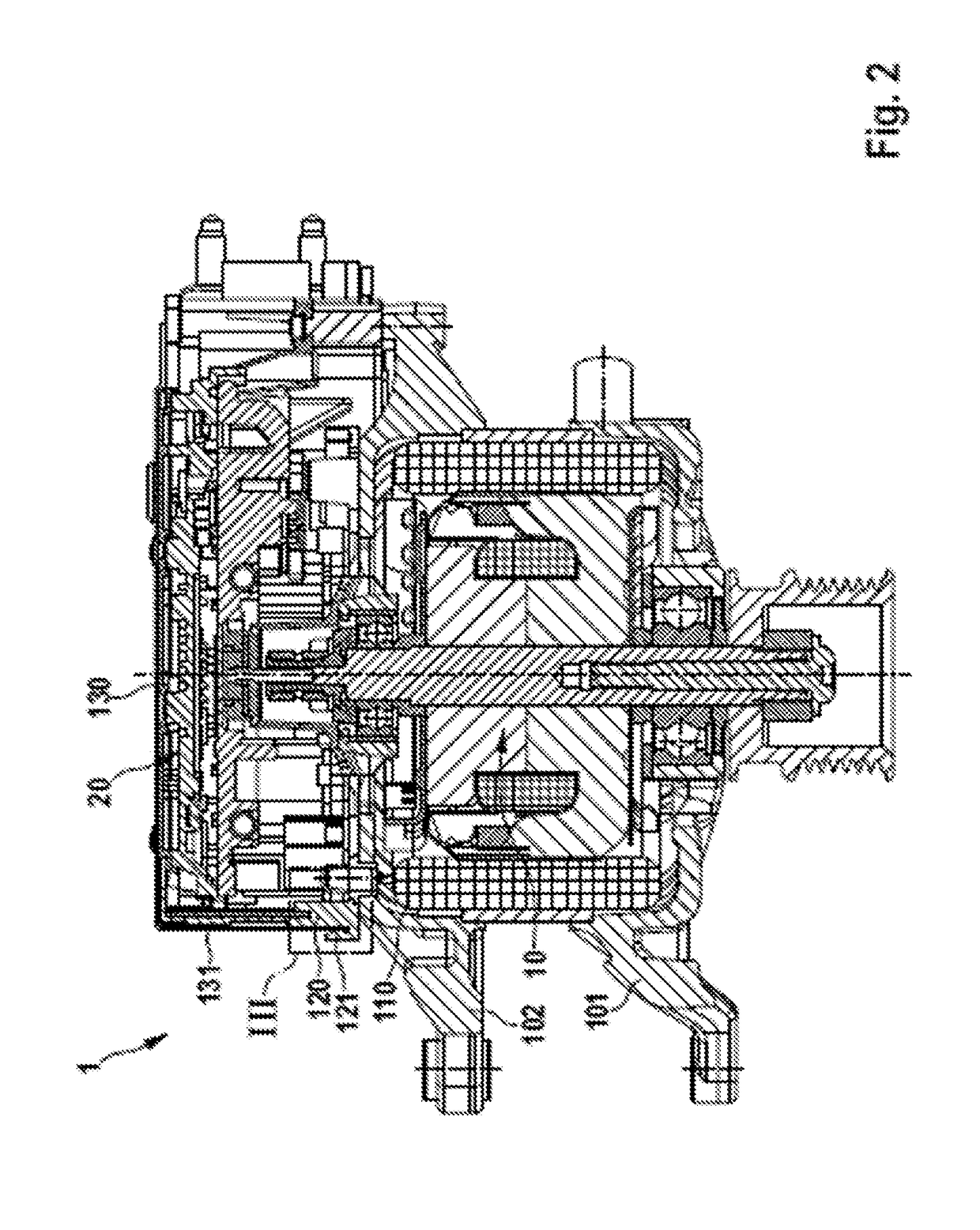 Electric machine unit with groove for receiving a protective cap