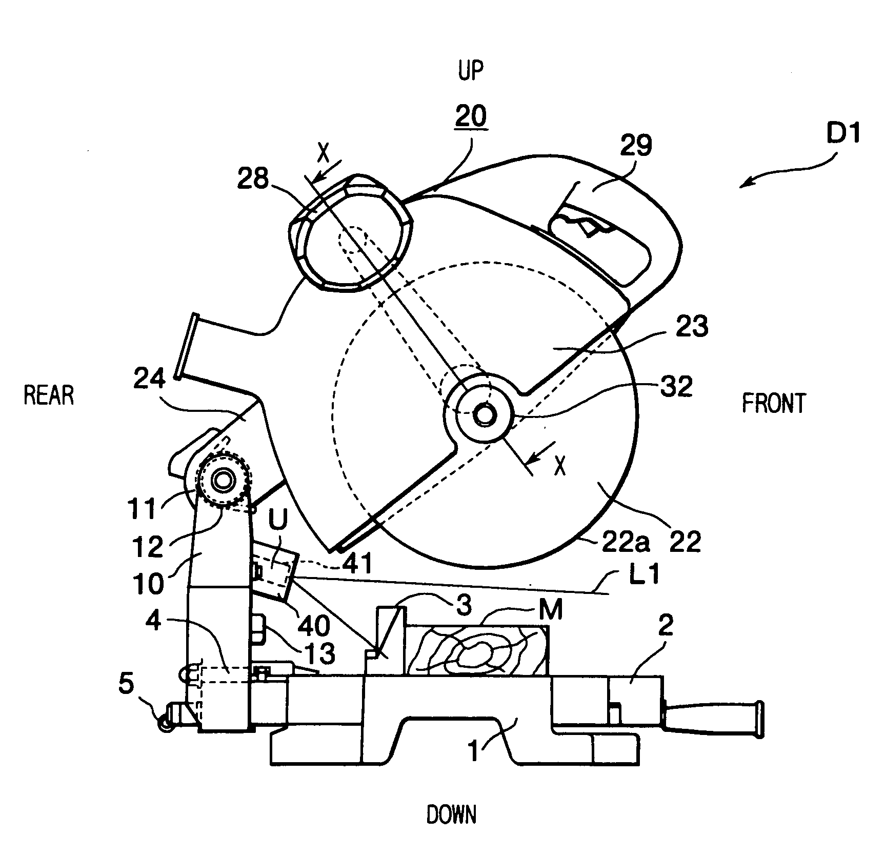 Cutter with laser generator that irradiates cutting position on workpiece to facilitate alignment of blade with cutting position