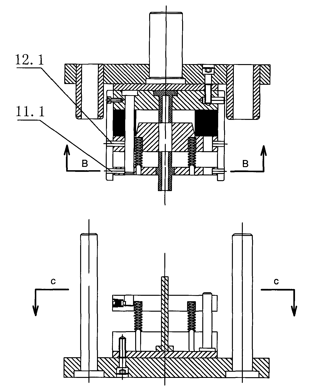 Cold extrusion mould for double-head pipe joint