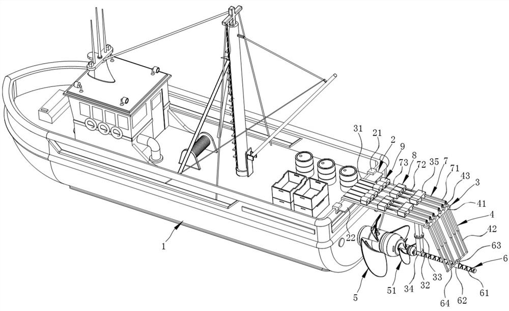 Marine propeller stirring energy conversion device and application method thereof