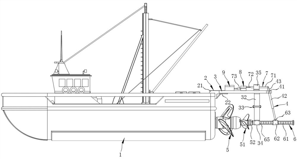 Marine propeller stirring energy conversion device and application method thereof