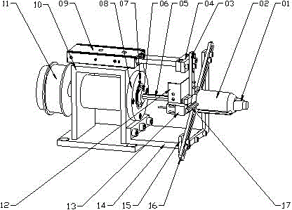 A rubber and plastic pipe cutting head tightening and ejecting device