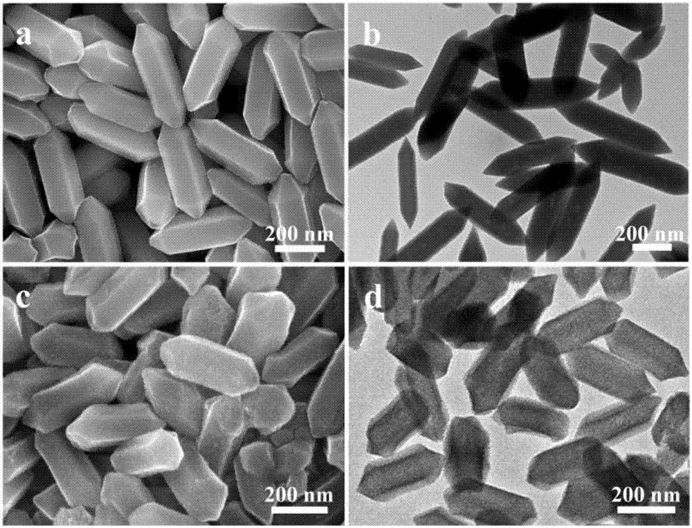 Preparation and application method for hollow porous nano alpha-Fe2O3 hexagonal prism material