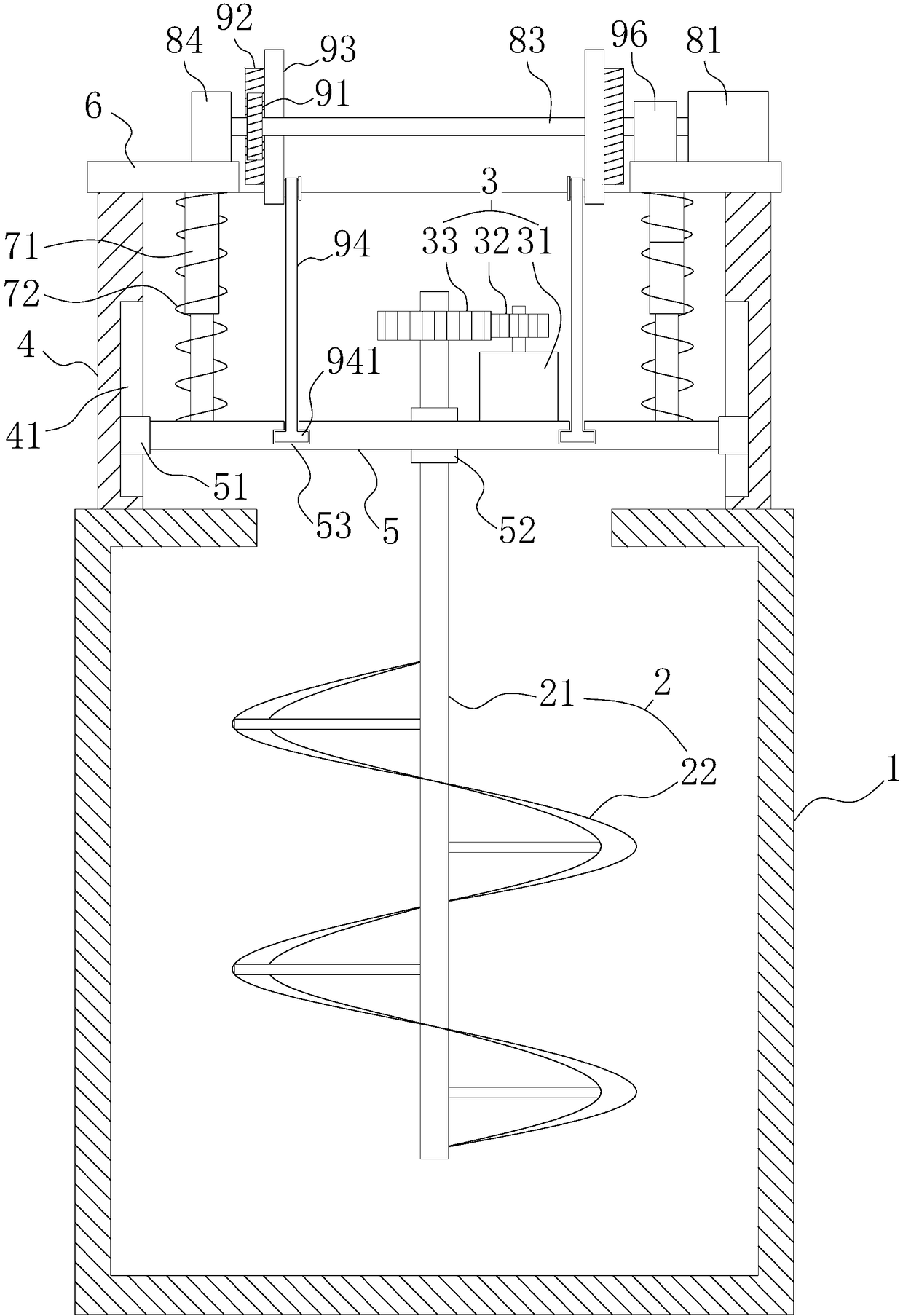 Viscous chemical material high efficiency stirring mixing device