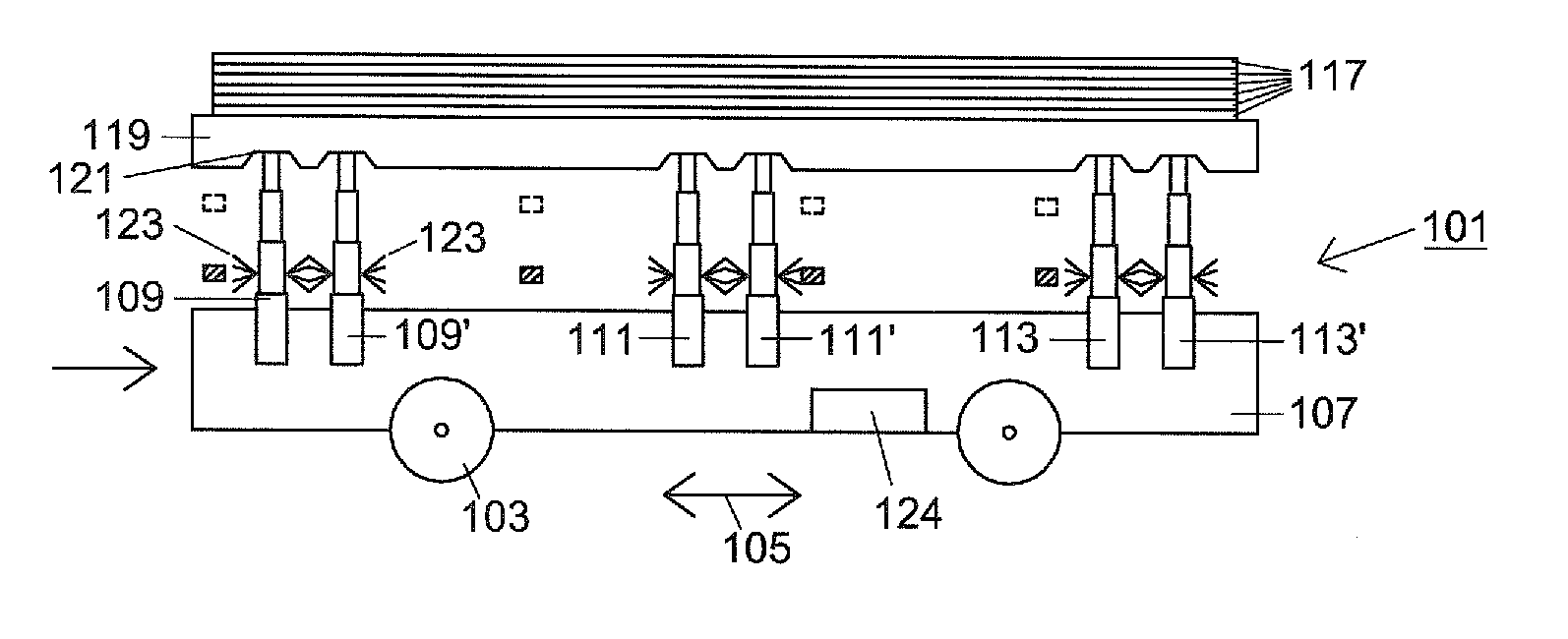 Charging vehicle for an automatic assembly machine for photovoltaic modules