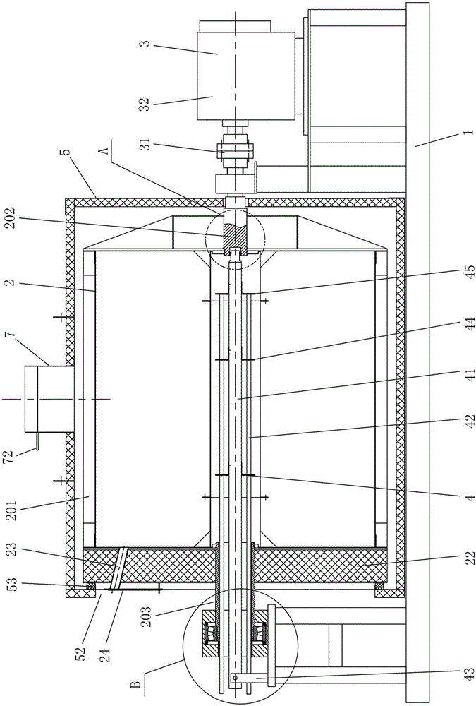 Bamboo chip carbonizing and color mixing device