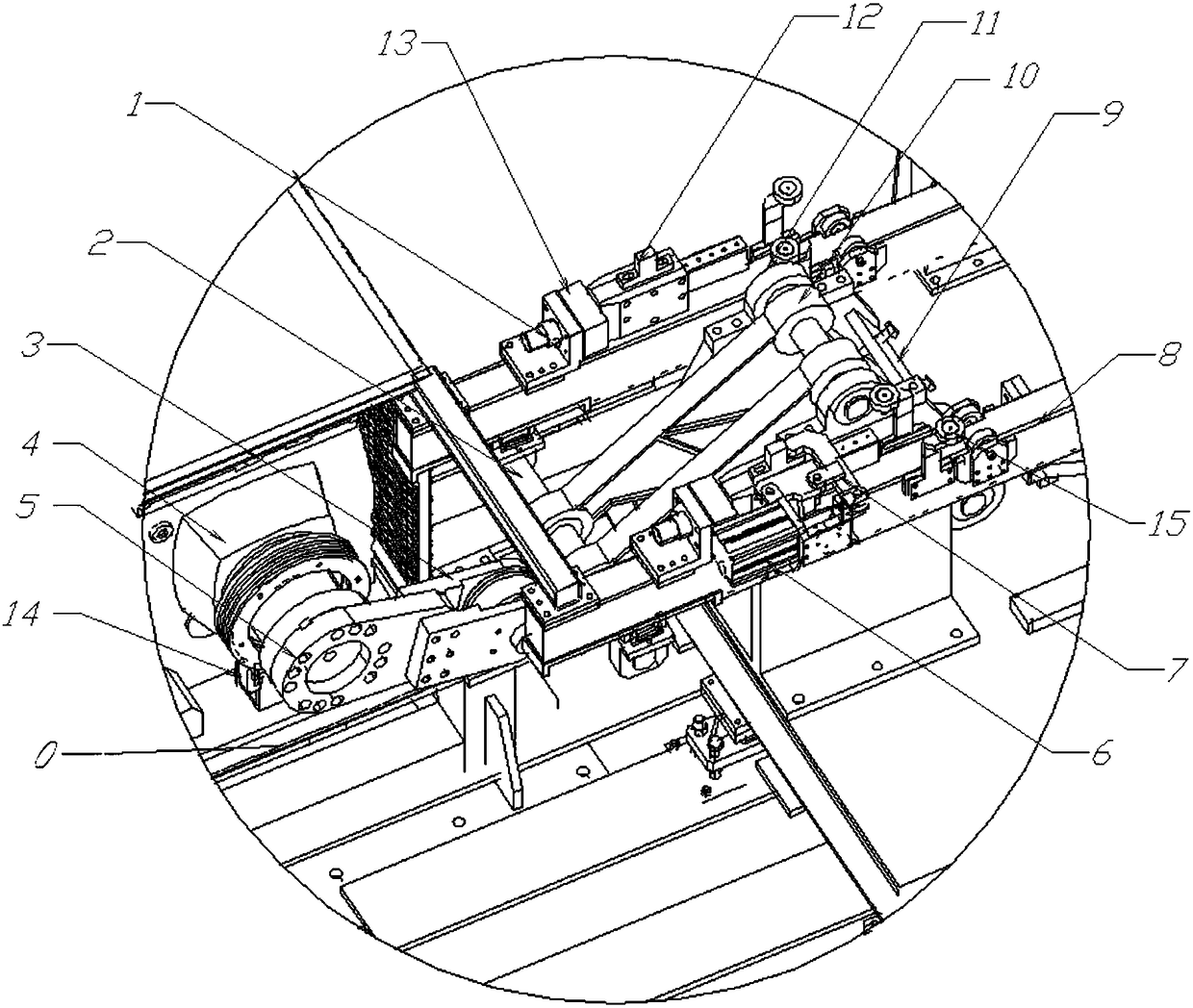 Novel rocker-type triangular plate conveying mechanism