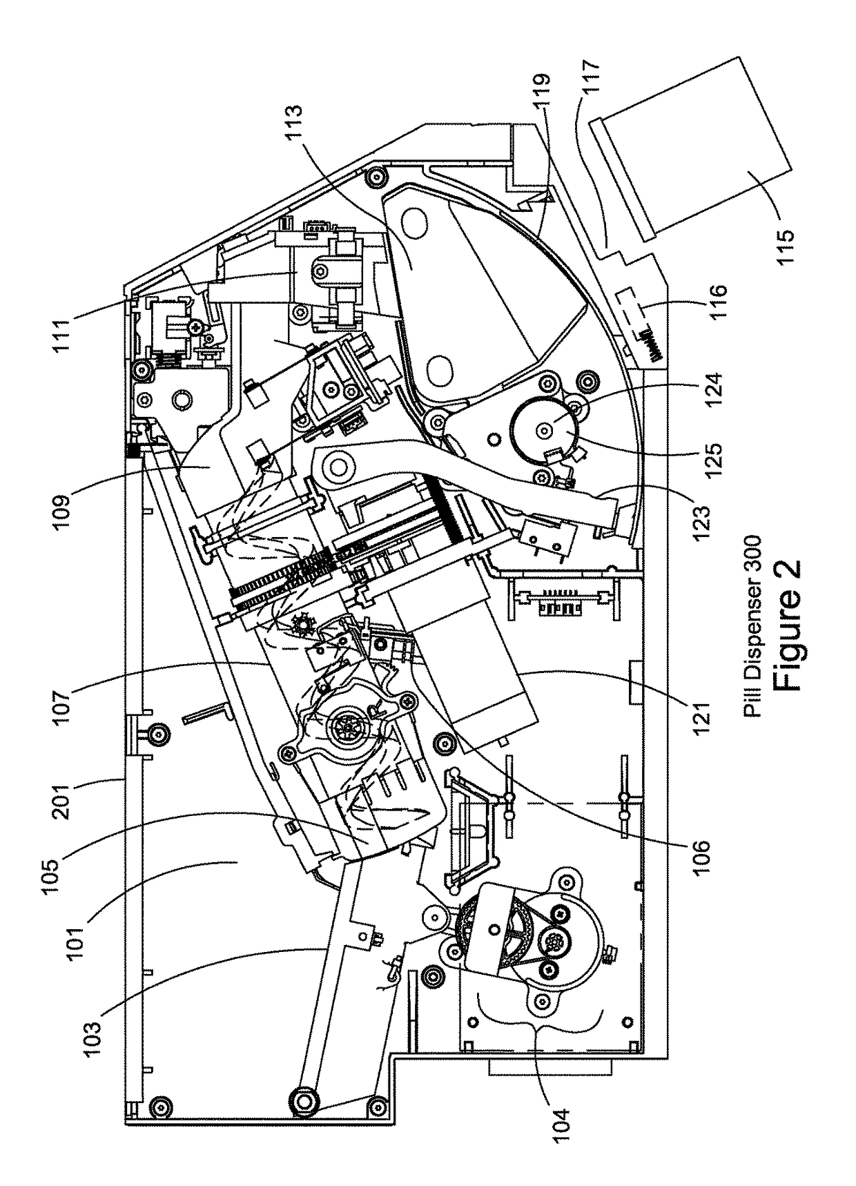 Pill counting and dispensing apparatus with self-calibrating dispenser