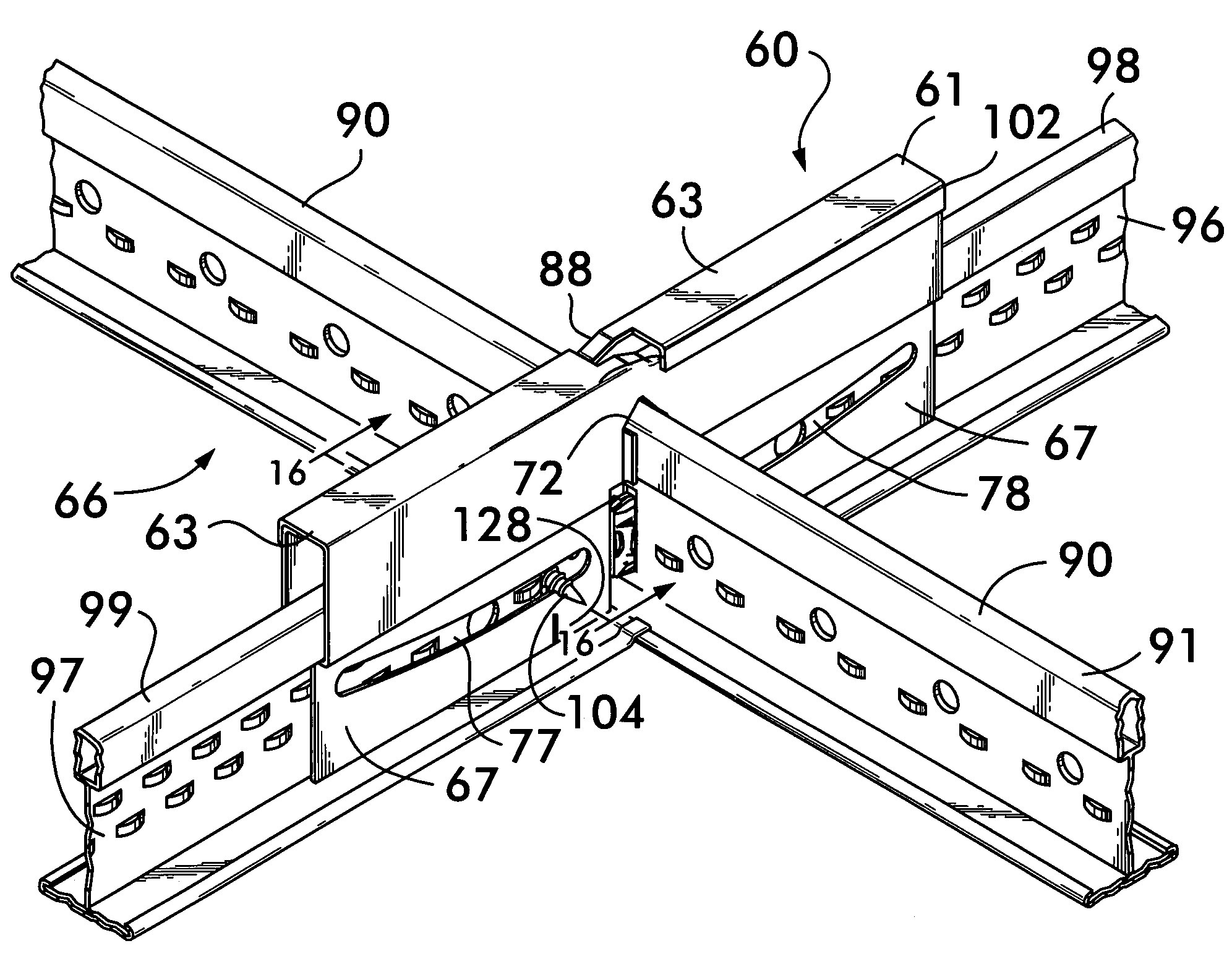 Suspended ceiling grid network utilizing seismic separation joint clips