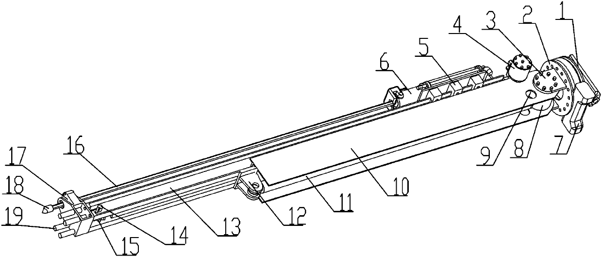 Main arm mechanism of rock drill