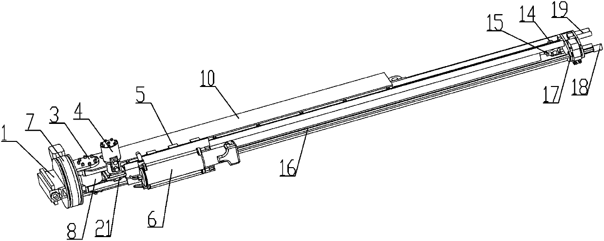 Main arm mechanism of rock drill