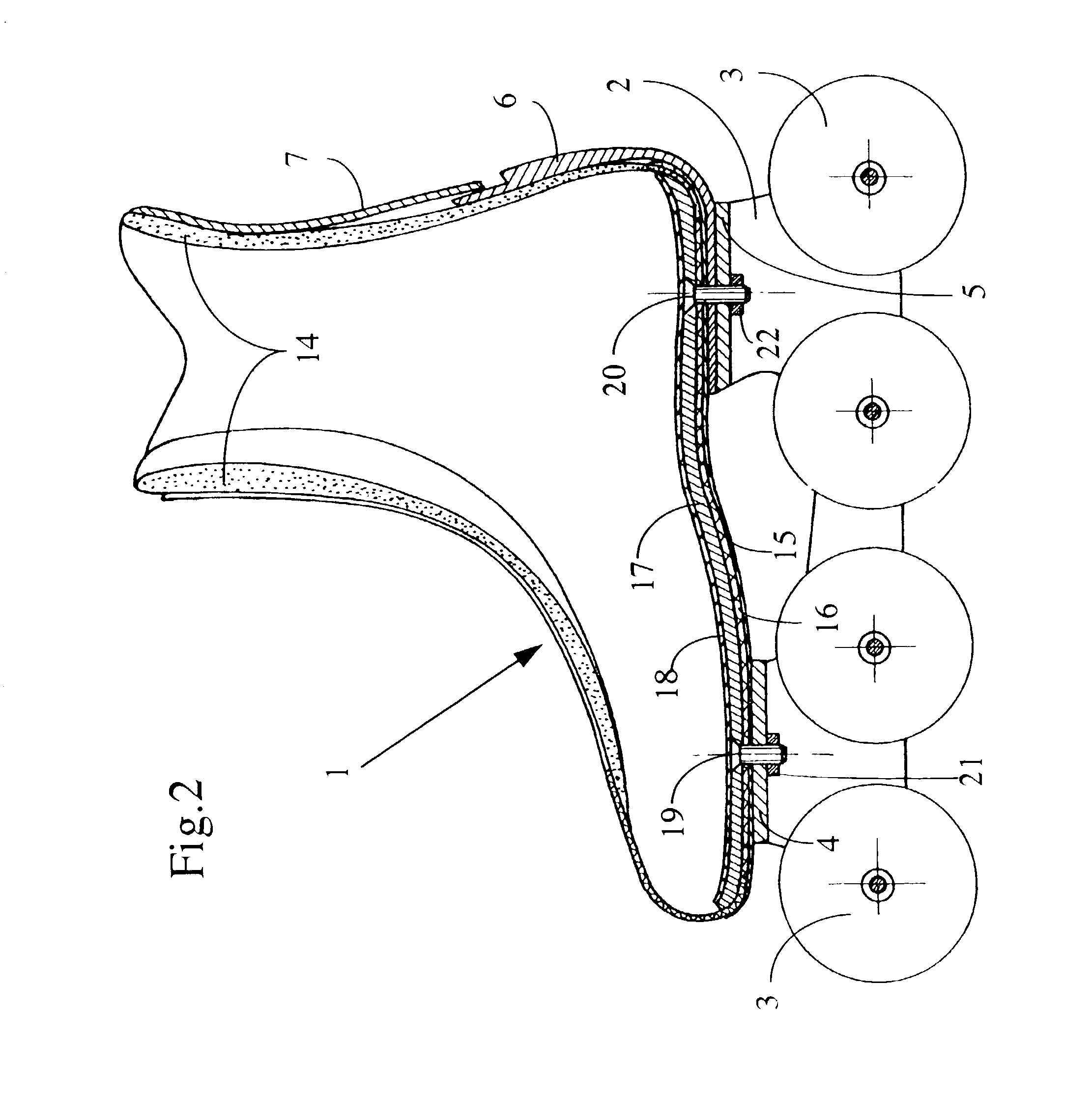 Method of manufacturing in-line roller skate with detachable boot