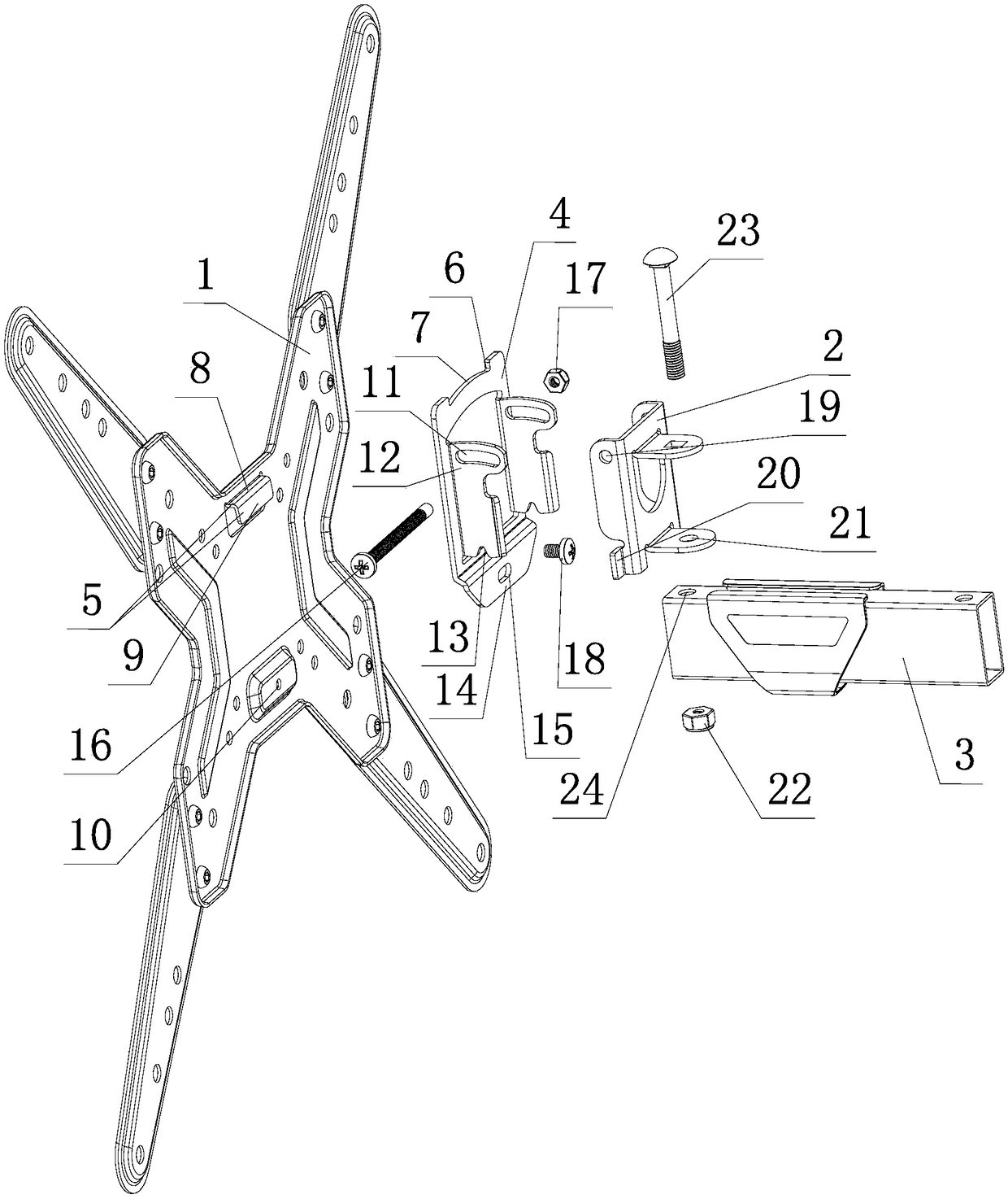 Display support head part connecting structure