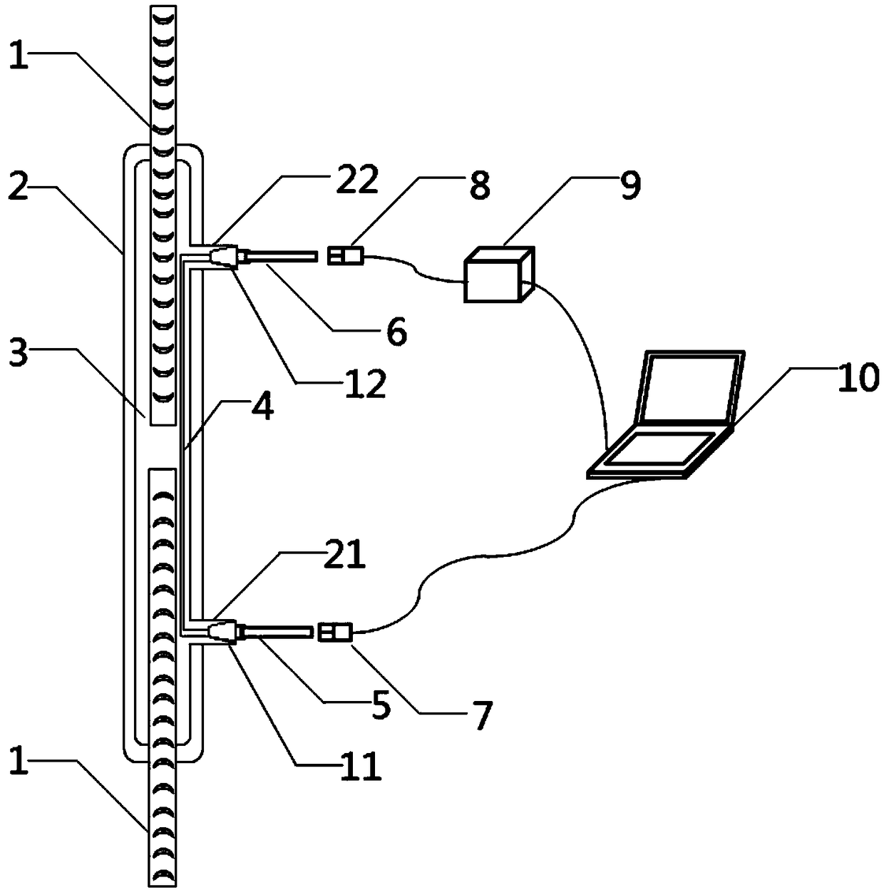 Reinforcement sleeve grouting material compactness detection system and detection method