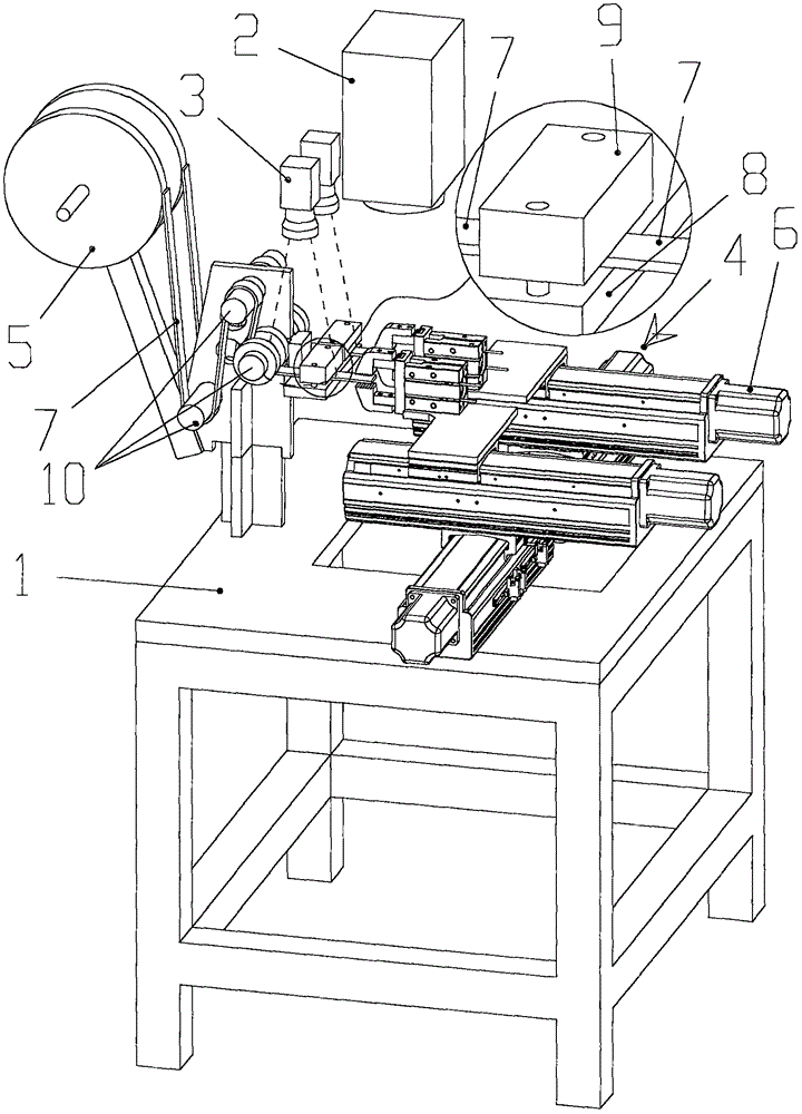 Visual guidance automatic skew detection type leather laser cutting system