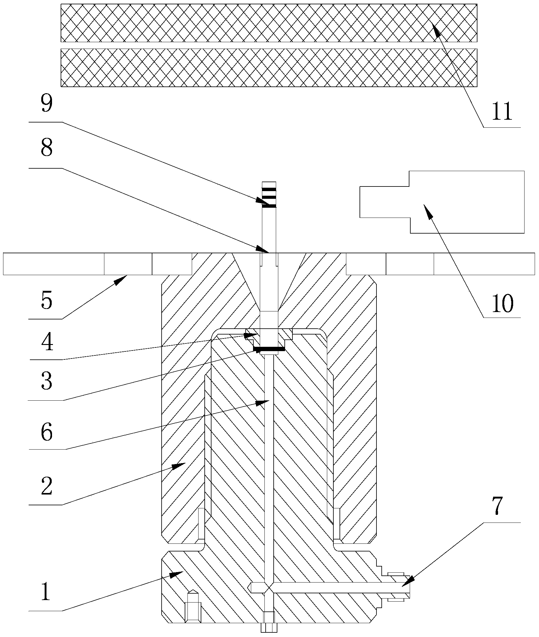 Test specimen hydraulic bulging test method and device