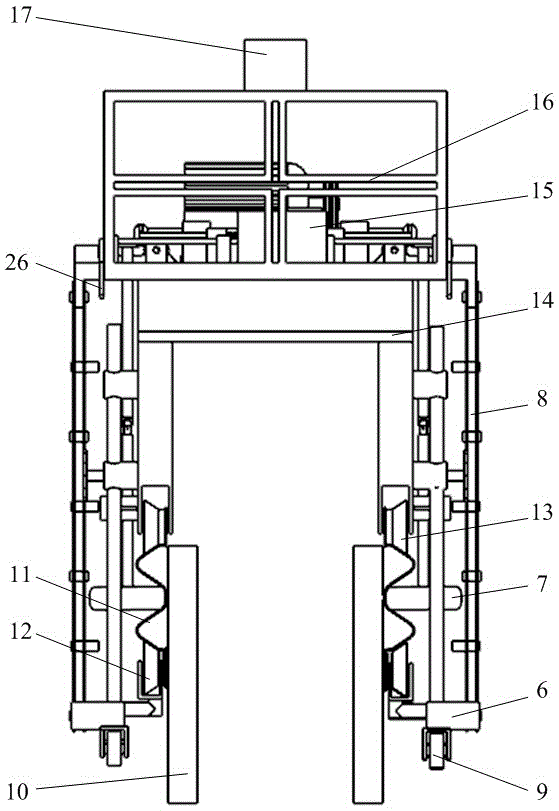 Self-propelled work platform moving across medial strip barrier of motorway