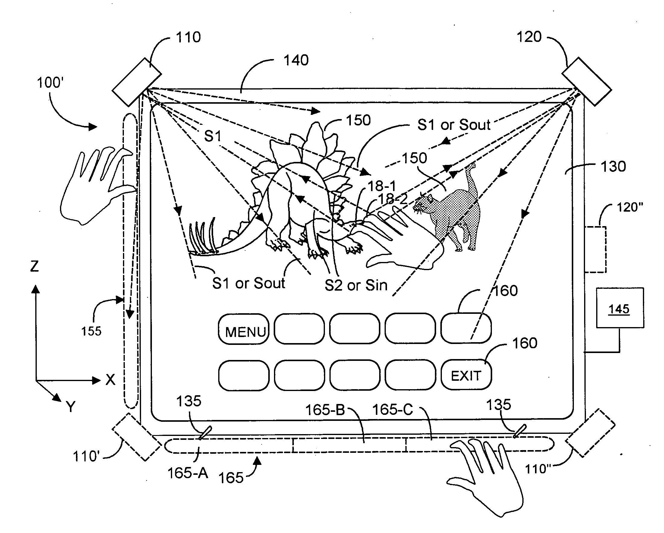 Method and system for recognition of user gesture interaction with passive surface video displays