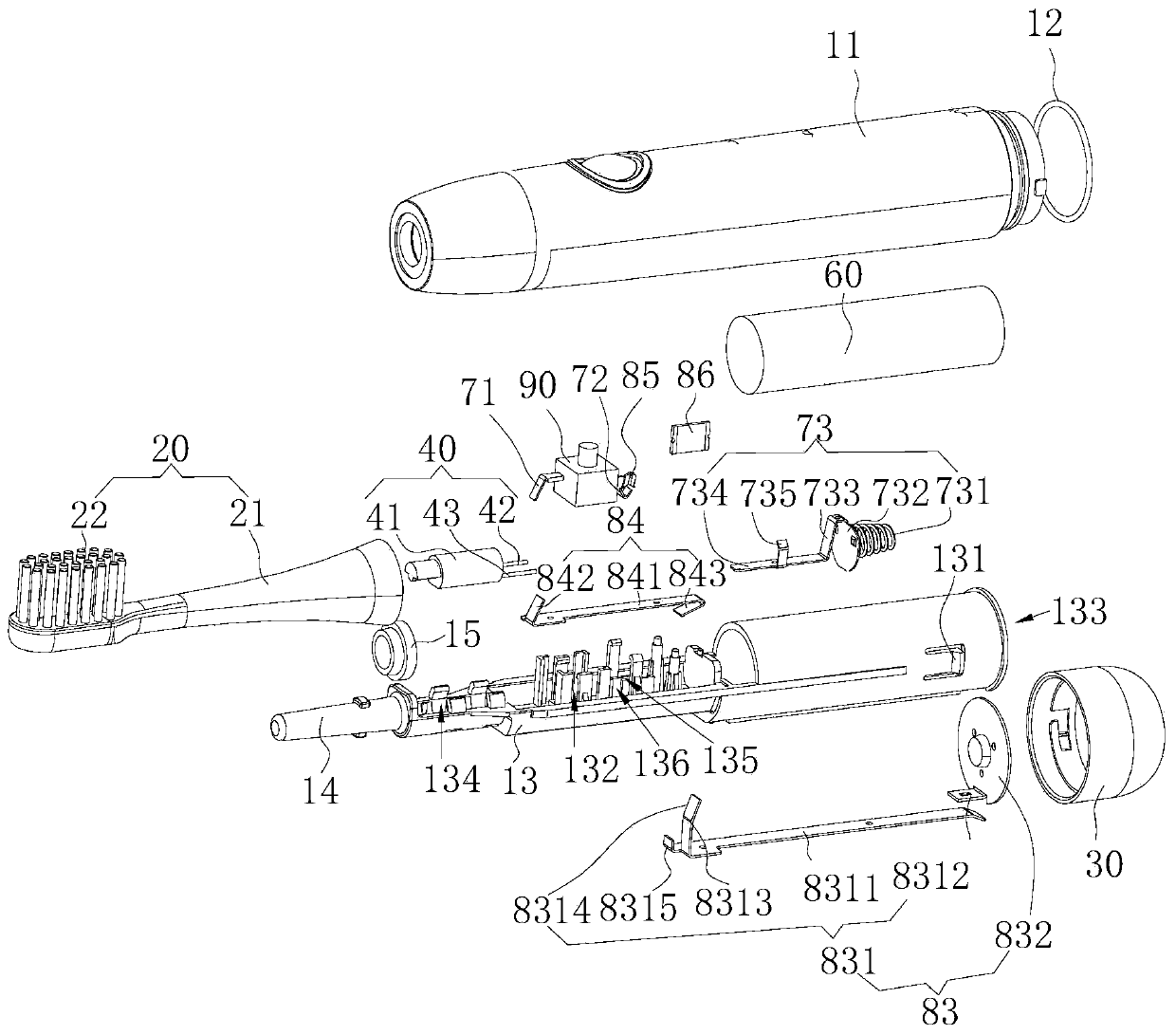 Contact type electrified electric toothbrush