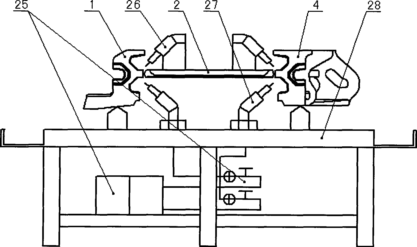 Robot automatic welding production line of middle groove and technological method thereof