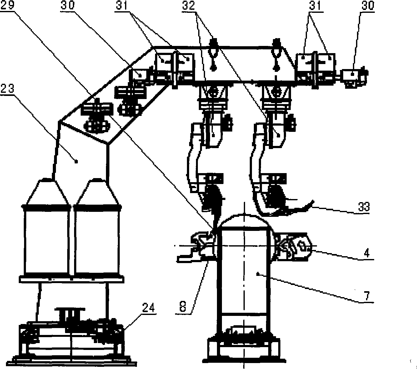 Robot automatic welding production line of middle groove and technological method thereof