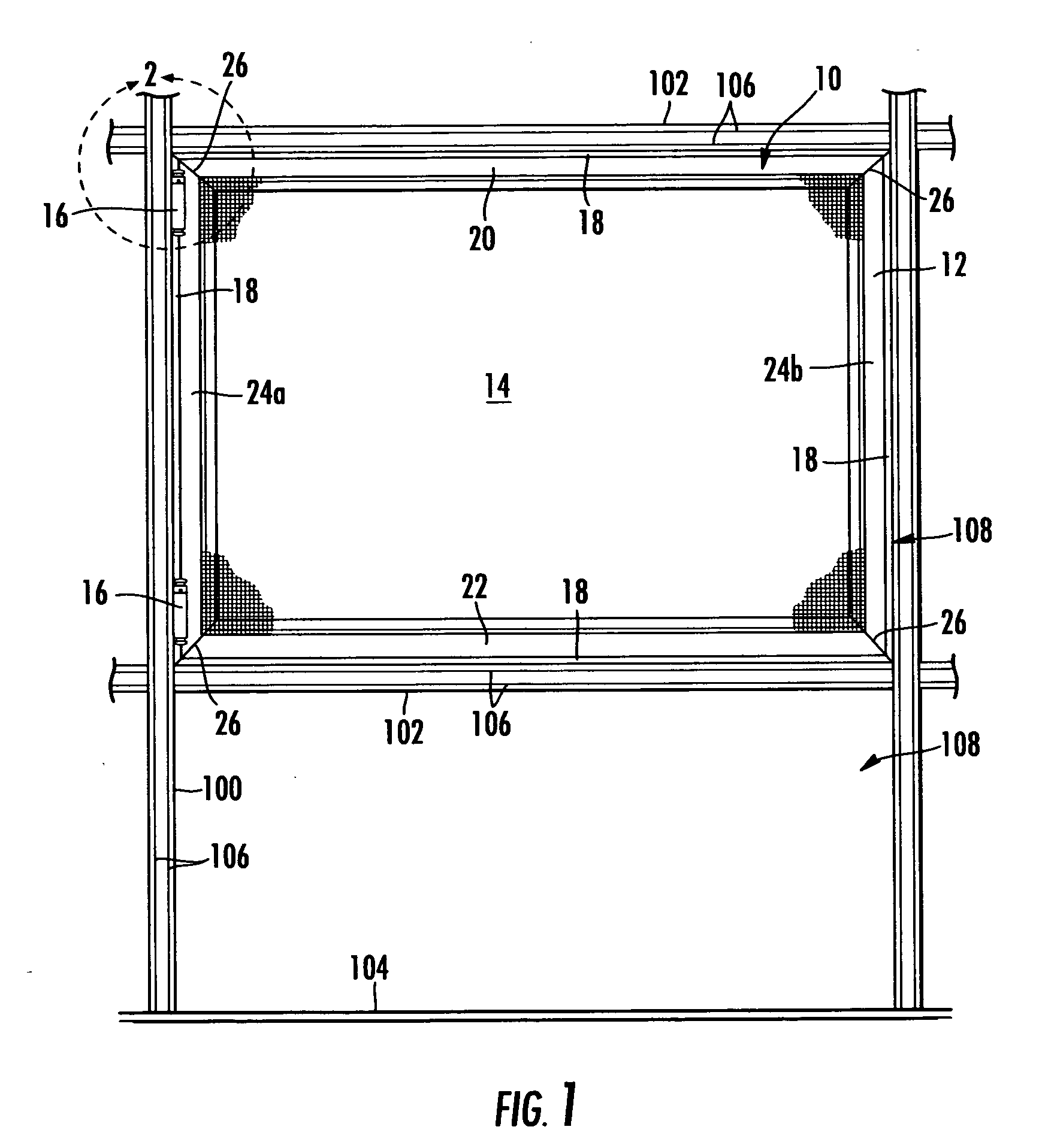 Pivotable screen assembly for screened enclosures