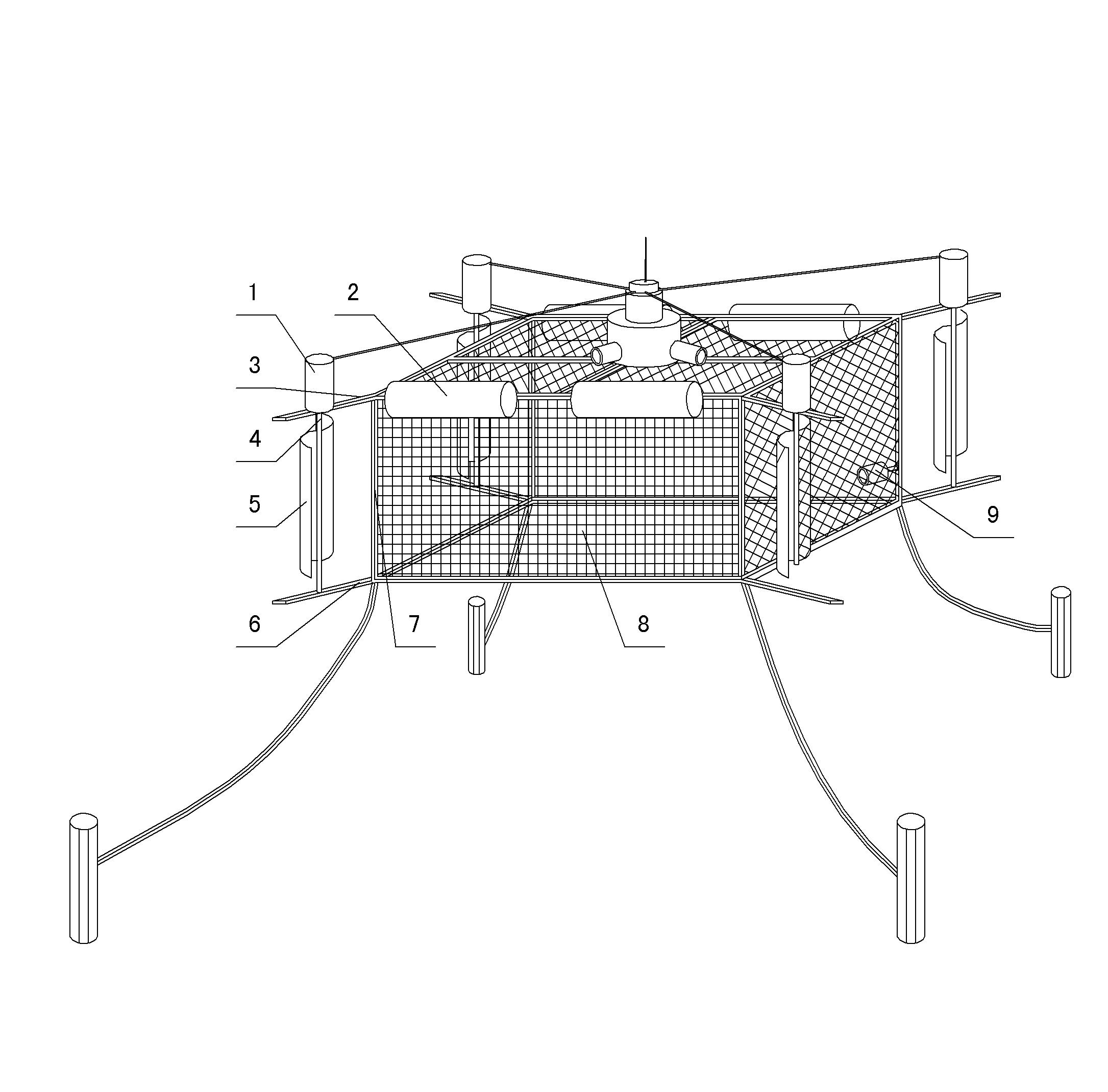 Energy self-supplying type multifunctional deep-sea net cage