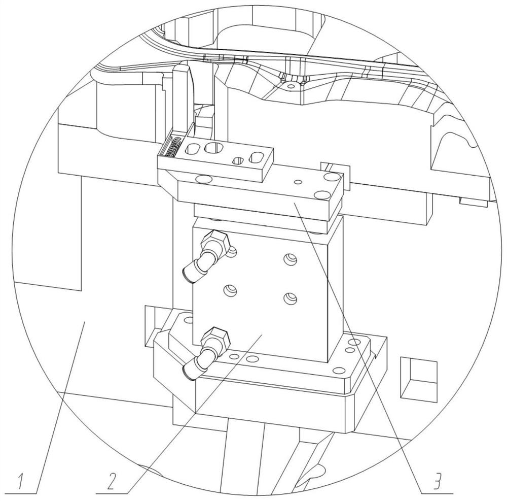 Air cylinder type floating device for stamping machining