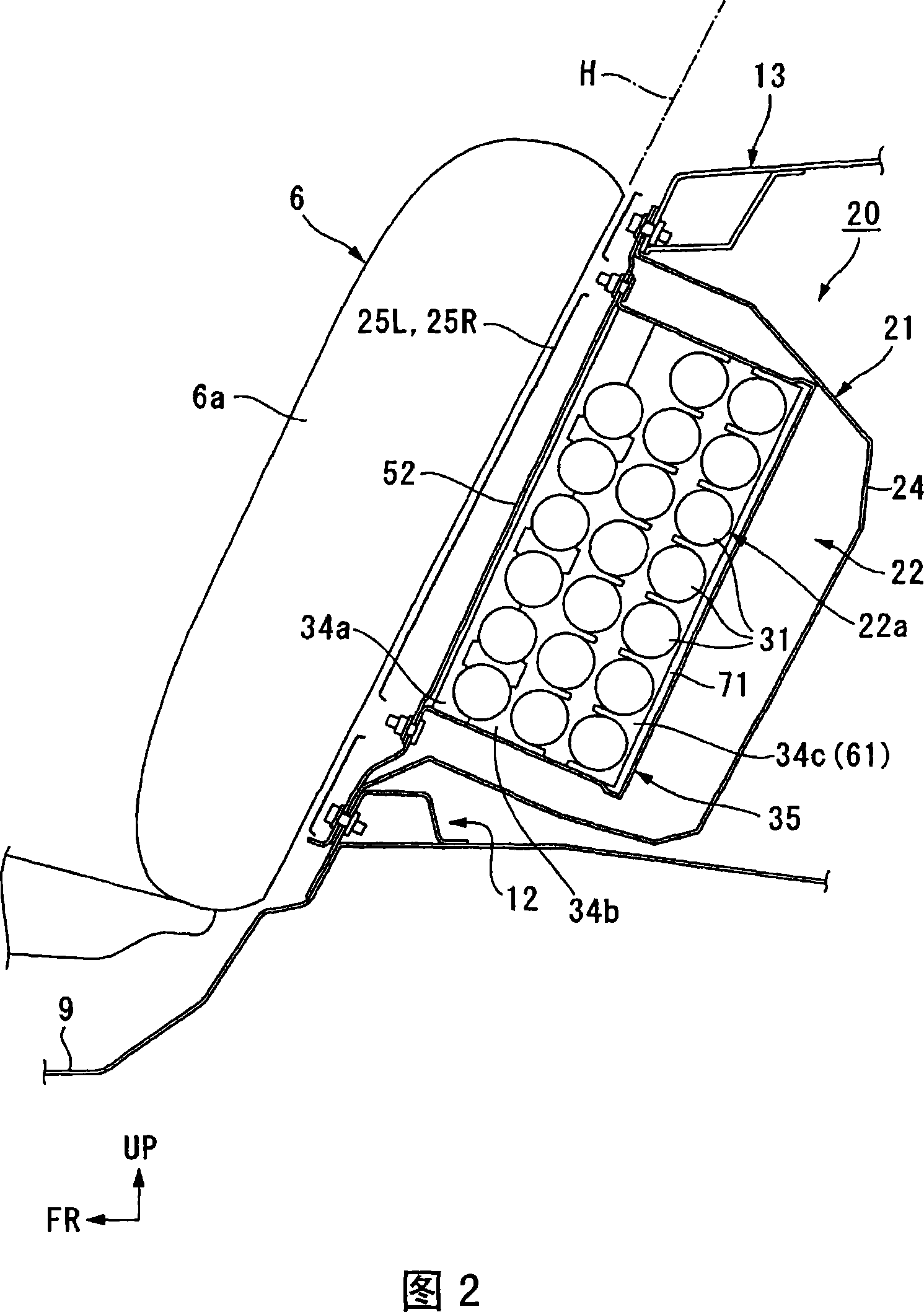 Temperature sensor mounting structure and battery module structure