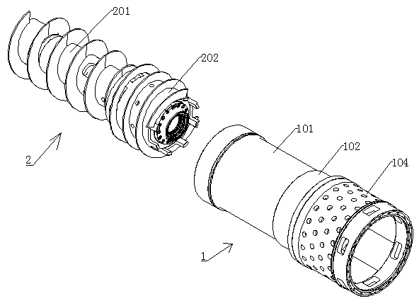 Horizontal spiral discharge sedimentation filtration centrifuge and secondary separation process thereof